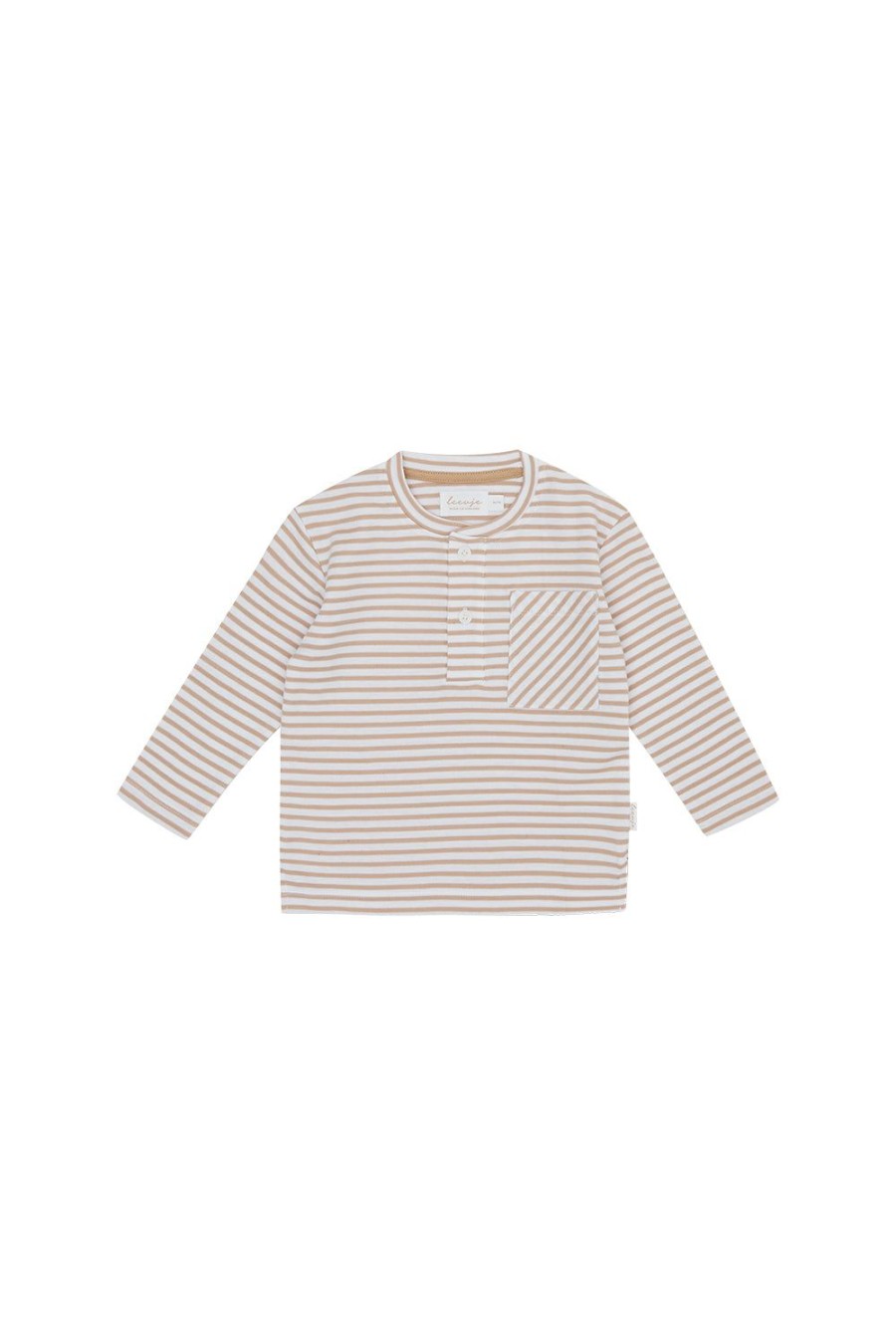 leevje Hemden & Shirts | Longsleeve Mit Brusttasche 'Beige Stripes'