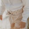 leevje Rocke & Shorts | Leinenshorts Mit Gurtel 'Coffee Stripes'