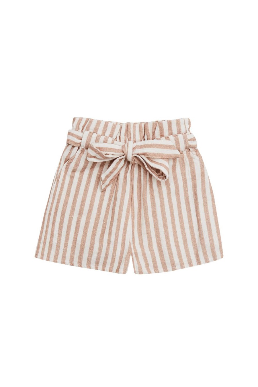 leevje Rocke & Shorts | Leinenshorts Mit Gurtel 'Coffee Stripes'