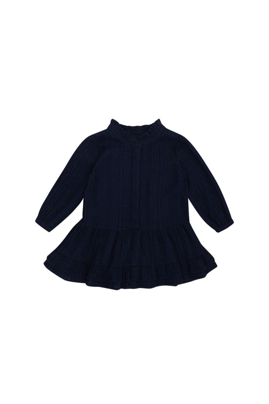 leevje Mini Me | Mini-Me Langarmliges Spitzenkleid 'Navy' Fur Kinder