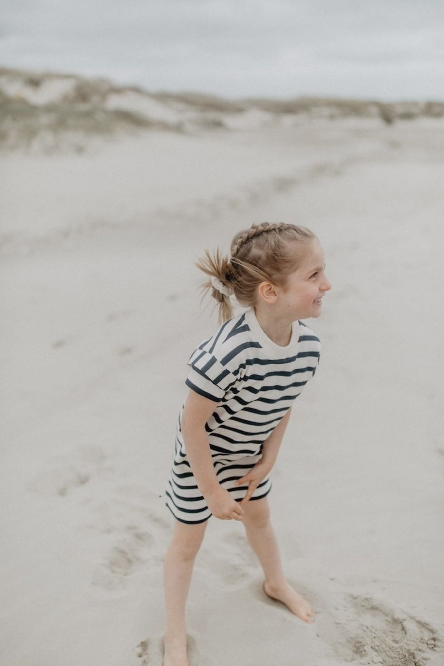 leevje Mini Me | Mini-Me Sweatkleid 'Navy Stripes' Fur Kinder