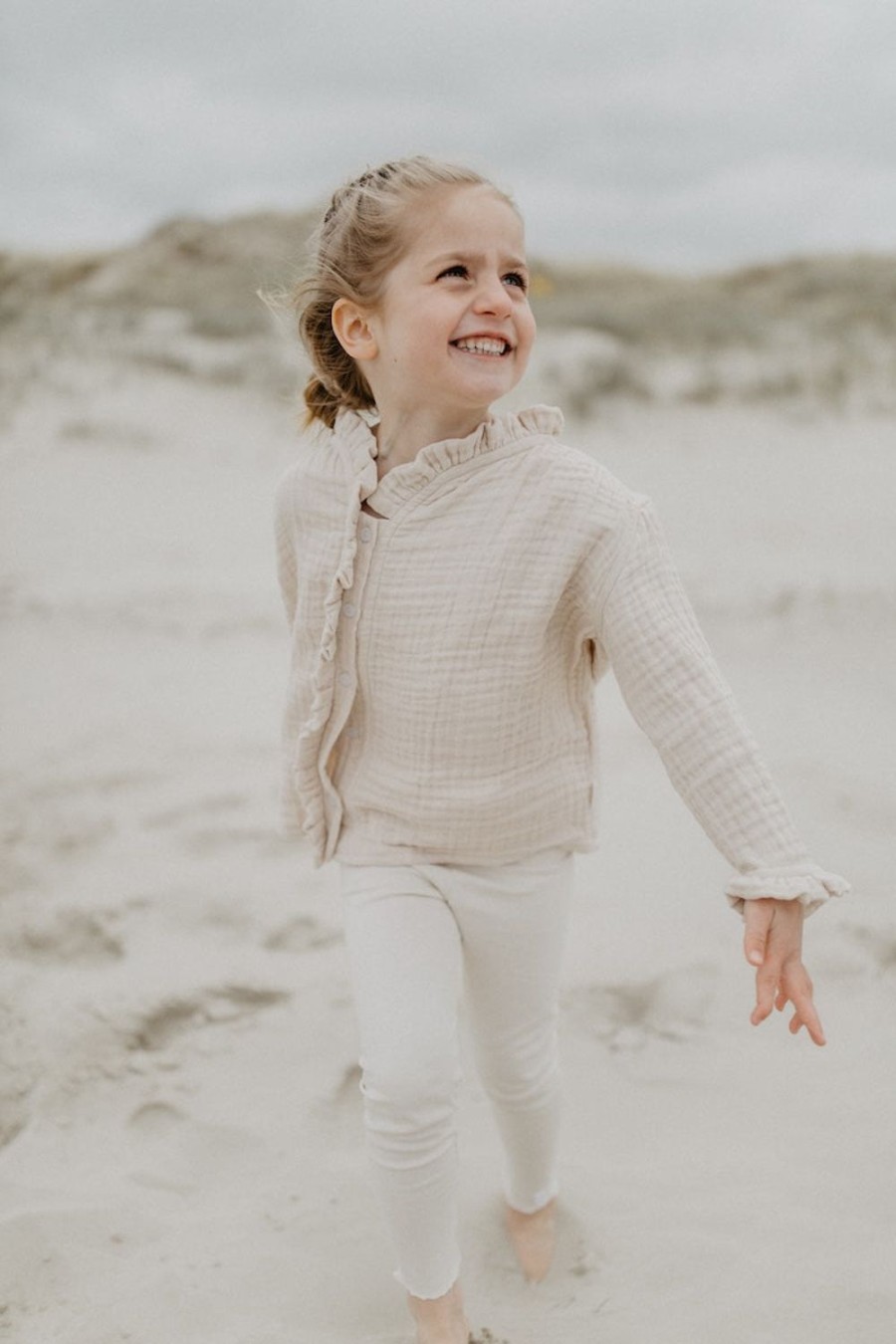 leevje Blusen & Shirts | Mini-Me Musselinbluse 'Cappuccino' Fur Kinder