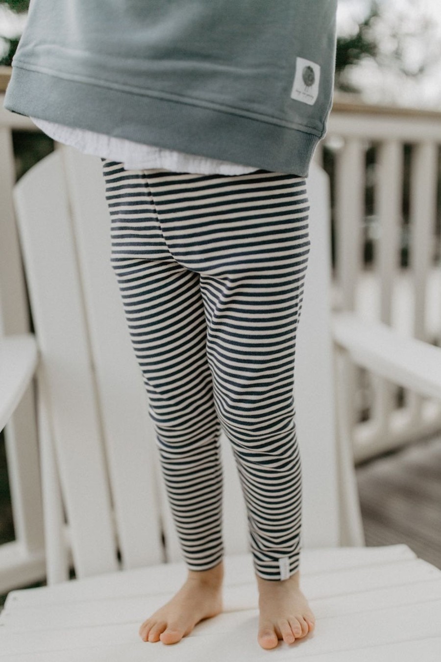 leevje Hosen & Shorts | Jersey Leggings 'Navy Stripes' Aus Bio-Baumwolle