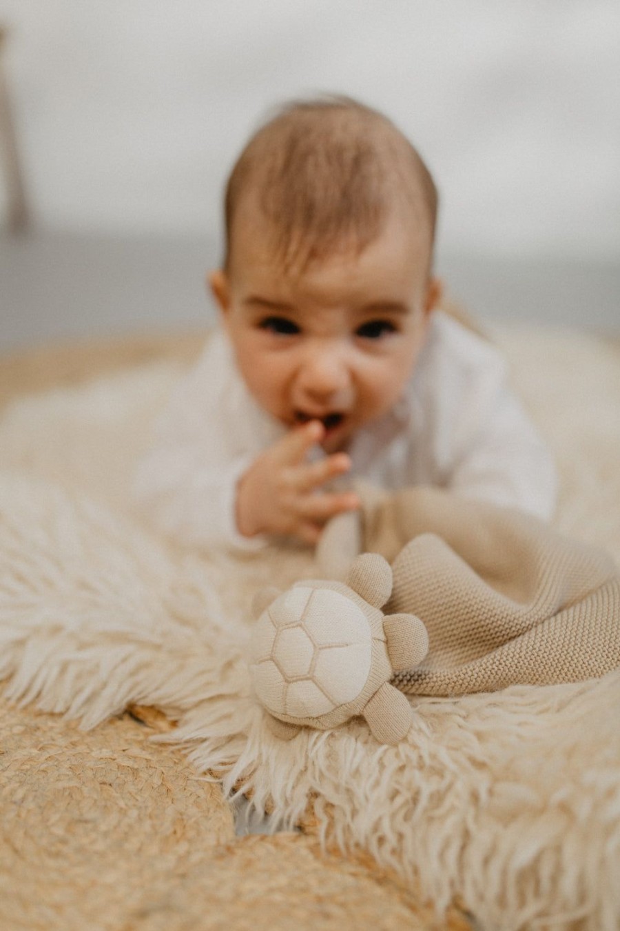 leevje Fur'S Kinderzimmer | Baby Kuscheltuch Aus Strick "Schildkrote"