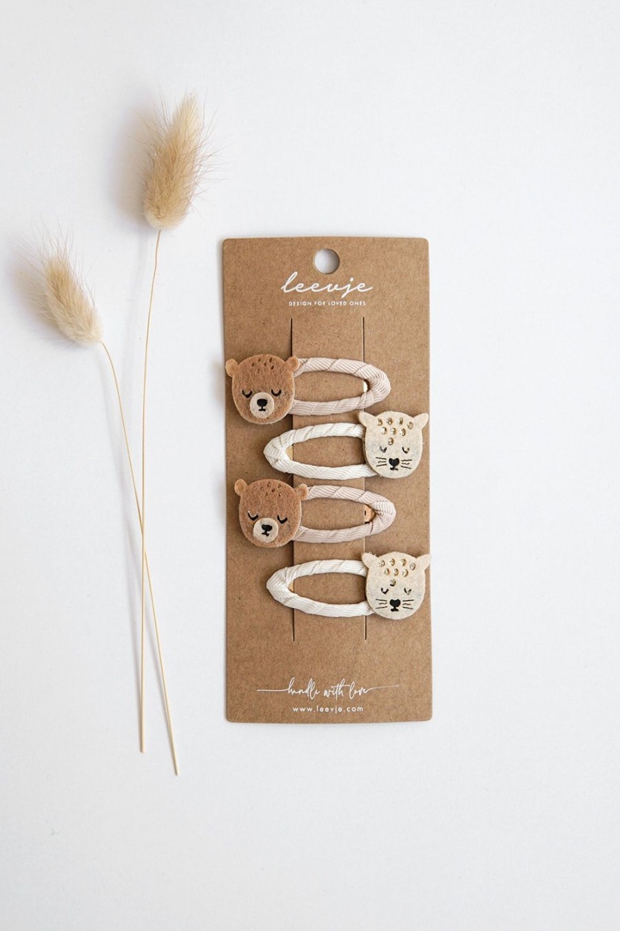 leevje Haarspangen | Haarspangen 'Bear & Leopard Clips'