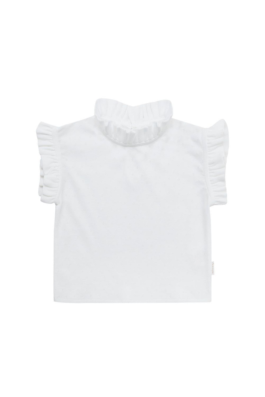 leevje Blusen & Shirts | Pointelle Top 'White' Mit Ruschenstehkragen