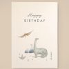 leevje Einladungs- / Karten | Karte Dino „Happy Birthday" Aus Holzschliffpappe